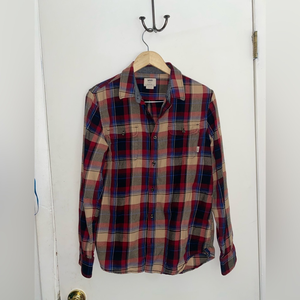 Vans Red and Blue Casual Button Down Shirt